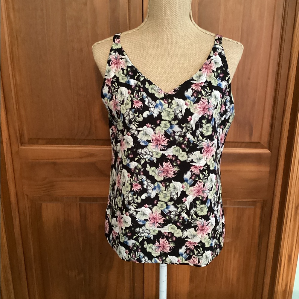 White House Black Market, Floral Black Women's Reversible Top
